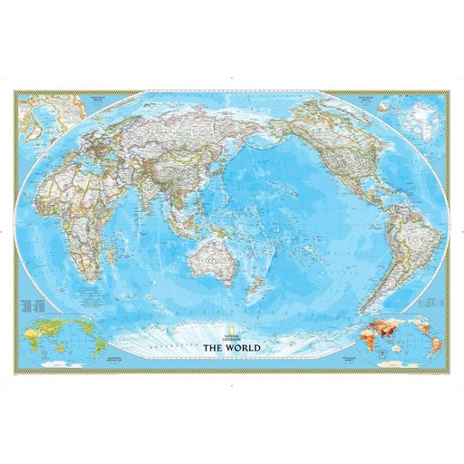 내셔널 지오그래픽 세계 태평양 중심 벽지도 - 클래식 46 x 30.5인치 기준 지도