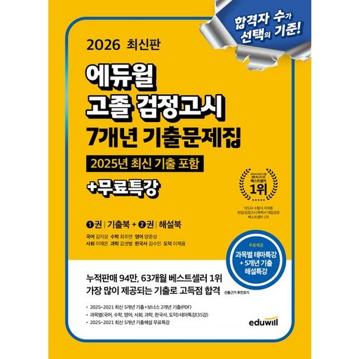 2026 에듀윌 고졸 검정고시 7개년 기출문제집