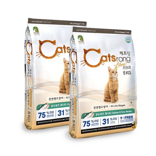 캐츠랑 리브레5kg X 2개 전연령 고양이사료 고양이밥, 5kg, 닭+참치 5kg × 닭+참치 × 2개 섬네일