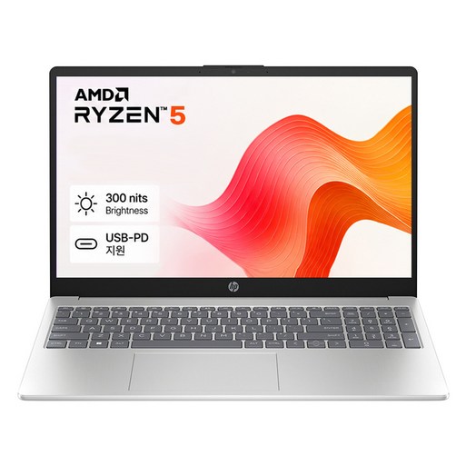 HP 2026 노트북 15 라이젠5 라이젠 7000 시리즈, Natural silver, 512GB, 16GB, Free DOS, 15fc1061AU
