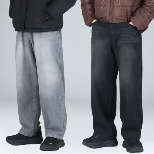 남자 기모 청바지 밴딩 빅사이즈 세미 와이드 데님 팬츠 66721