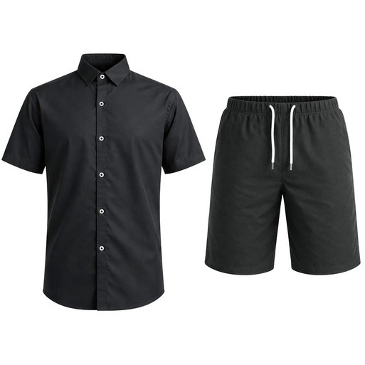 루크 남성 루즈핏 반팔 카라 셔츠 반바지 상하세트 데일리 캐주얼 깔끔한 상의 하의 셋업 시원한 베이직 봄여름 남방 투피스 셋트