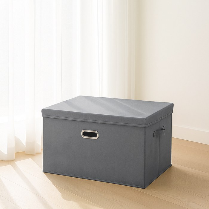 레토 접이식 패브릭 리빙박스, 그레이, 1개