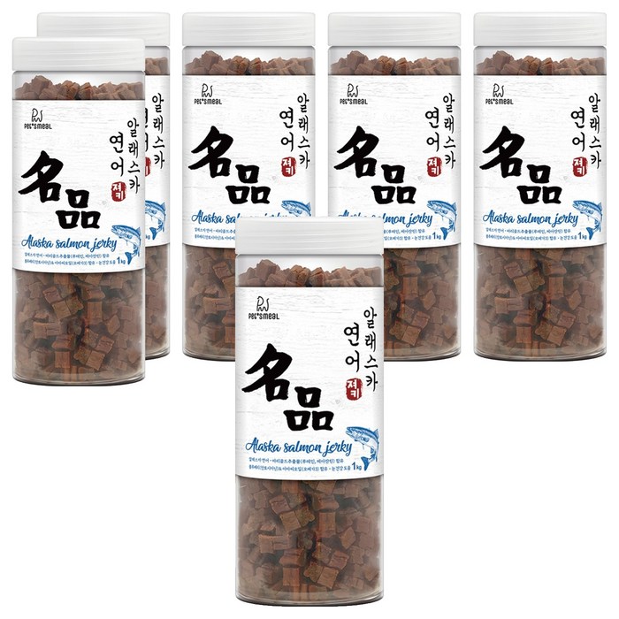 펫클럽 강아지 펫츠밀 명품 져키, 연어, 1kg, 6개