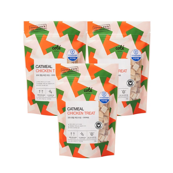 꼬뜨 고양이 밀 트릿 간식, 치킨, 120g, 3개