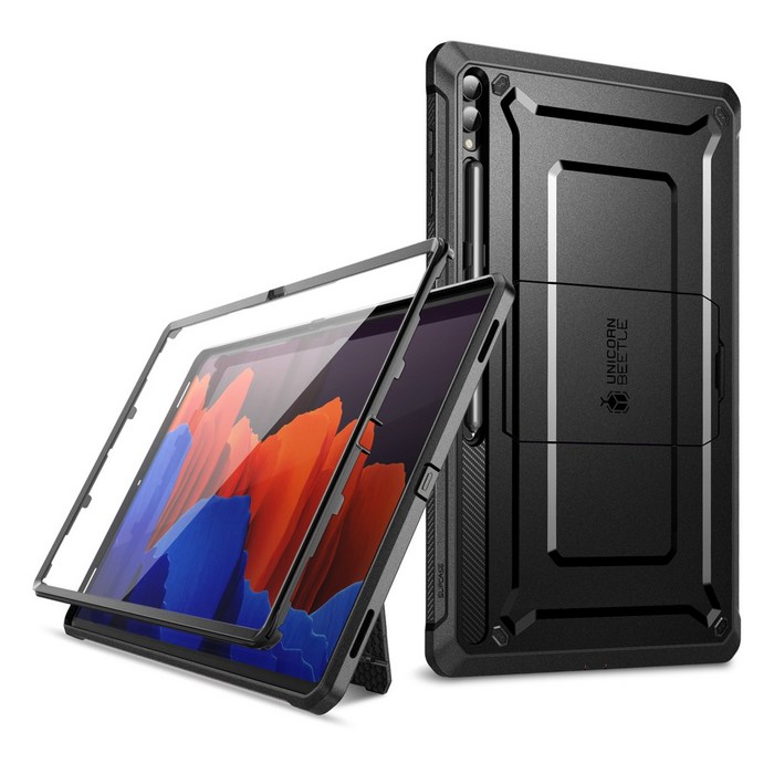 Supcase 갤럭시 탭S6 10.5 호환 케이스 탭블릿케이스 보호필름 스탠드, 블랙