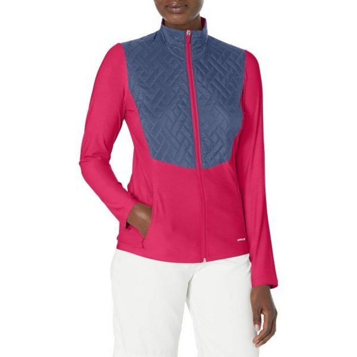 커터앤벅 여성 경량 풀 짚 프로펠 하이브리드 퀼티드 컬러 블록 자켓