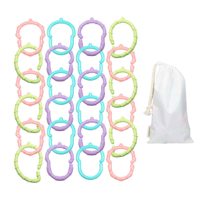 꼬꼬노리 국산 열탕소독 도토링 고리 치발기 24P파우치 유럽,미국,일본,국내4개국인증 소근육발달 고리끼우기 장난감, 24개