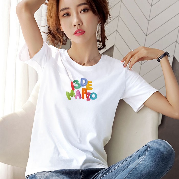 순면 100% 반팔 티 여자