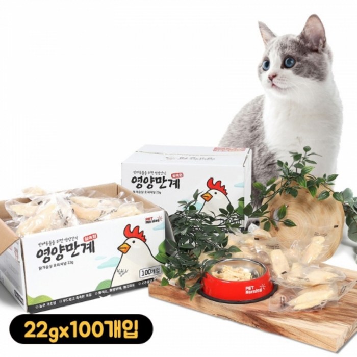 펫모닝 닭가슴살 영양만계 22gX100개 1박스 고양이 강아지간식, 100개 펫모닝 닭가슴살 영양만계 22gX100개 1박스 고양이 강아지간식, 100개