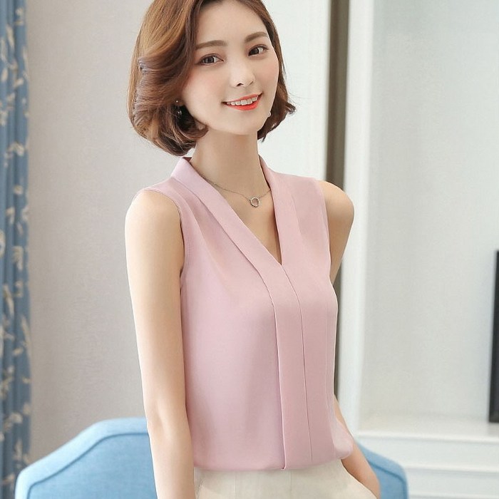 온스타일러 브이라인 쉬폰 민소매블라우스 나시 여성 정장 블라우스 온스타일러 브이라인 쉬폰 민소매블라우스 나시 여성 정장 블라우스
