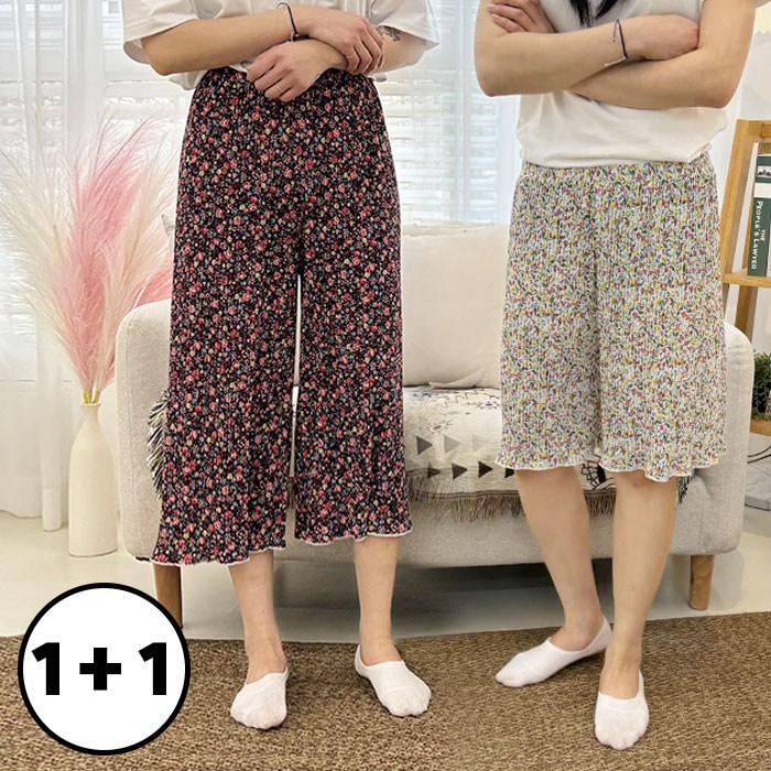 루이벤 11 기획 꽃패턴 냉기가득 플리츠 밴딩바지 5부8부 2타입 6컬러
