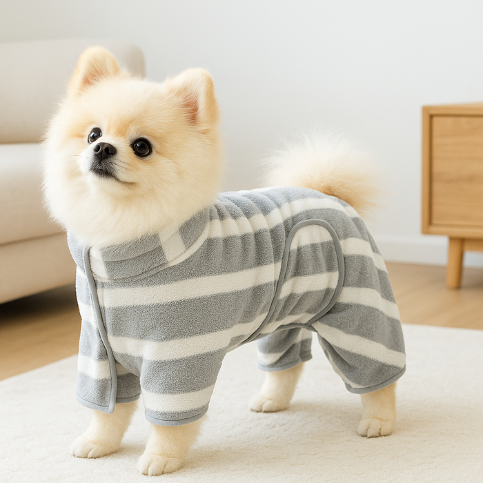 루미브 강아지 극세사 샤워가운 펫타올 목욕수건, 1개, 그레이스트라이프