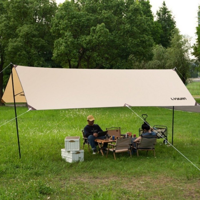 녹원 감성 캠핑 헥사 렉타 방수 그늘막 타프