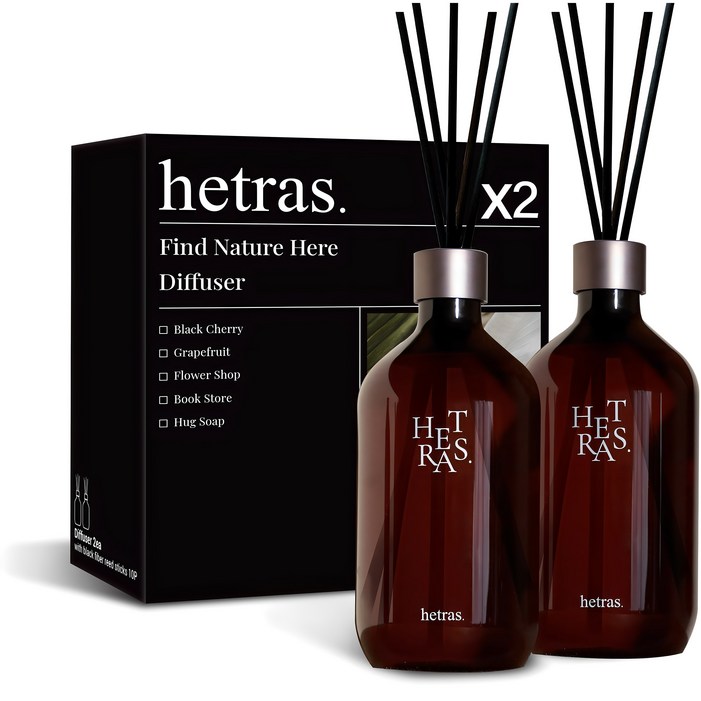 헤트라스 프리미엄 대용량 디퓨저 선물세트, 호텔우드, 500ml, 2개 헤트라스 프리미엄 대용량 디퓨저 선물세트, 호텔우드, 500ml, 2개