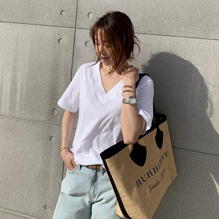 난닝구 여성용 다델 브이넥 반팔티