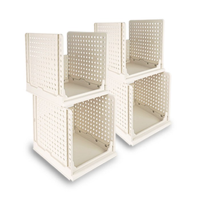 리빙선데이 접이식 슬라이딩 리빙박스, 화이트, 4개