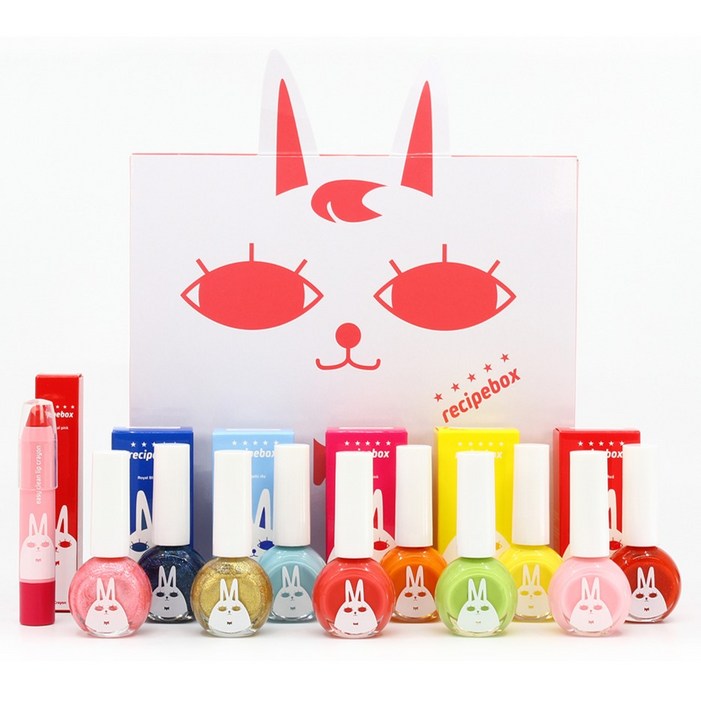레시피박스 어린이 화장품 선물세트, 매니큐어 10종  립크레용  선물박스, 1세트