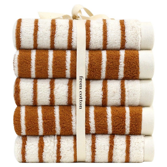 프롬코튼 런던스트라이프 선염 리본포장 호텔수건 40수 코마사  200g x 5p