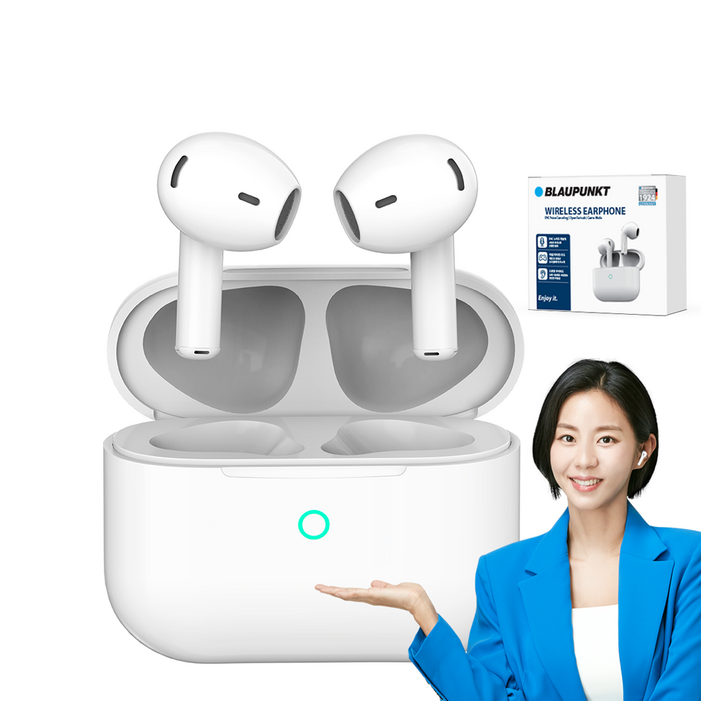 블라우풍트 ENC 노이즈 캔슬링 블루투스 이어폰, BLPBE331W, 화이트, 5시간, BLPBE331W, 화이트