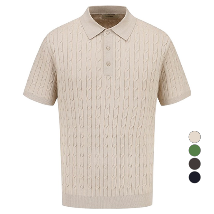 지오지아 남성용 미라쿨 케이블 티에리 반팔 니트 AEF2ET1102