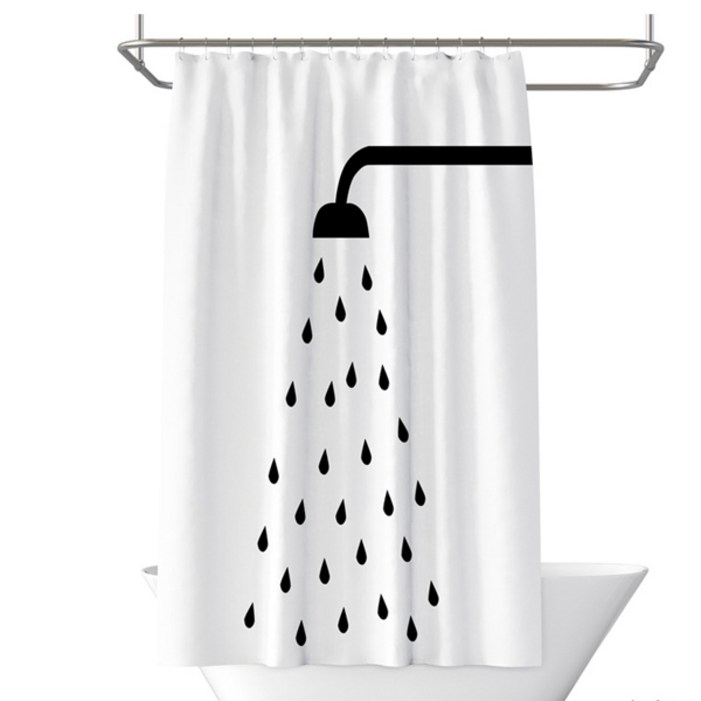 마켓감성 미니멀 방수 샤워커튼 하얀 80 x 180 cm