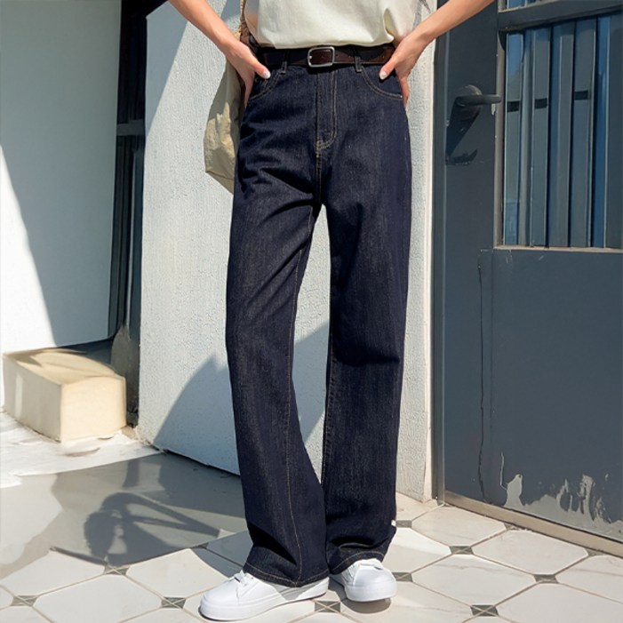 시크폭스 여성용 이염제로 논페이드 생지 세미와이드 데님팬츠 52DP623