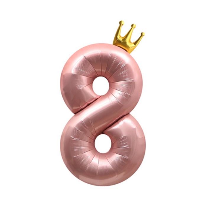 하츄핑풍선 이자벨홈 생일파티 왕관 숫자 풍선 8 초대형, 핑크, 1개