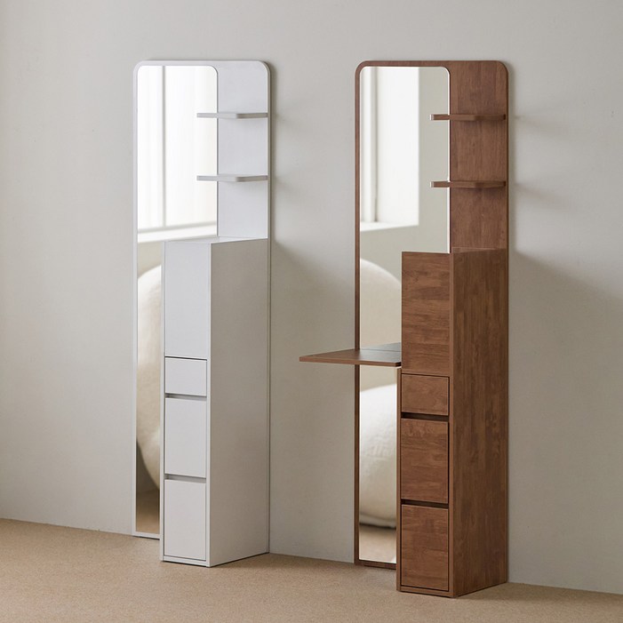 윈터세일 파로마 메이 전신거울 폴딩선반 수납 스탠딩 화장대, 화이트