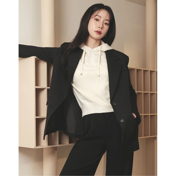 더엣지 3종세트 25FW 폭스울 혼방 에센셜 후드 니트