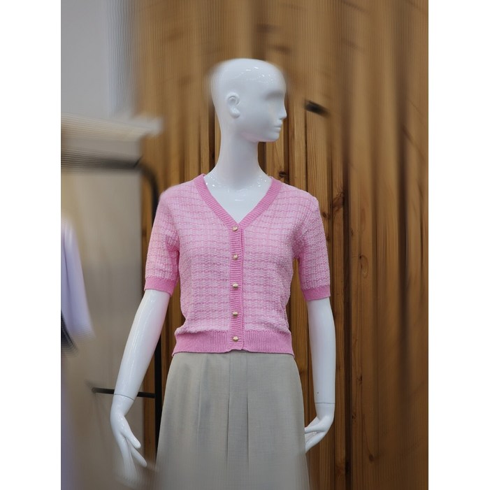 케네스레이디 트위드 브이넥 가디건 EKCDOE0100