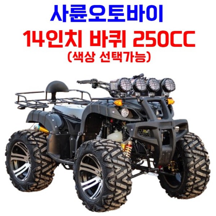 엑티쿼 사륜 오토바이 사발이 4륜 바이크 네발 산악 ATV 운반차 오프로드, 블랙, 07 14인치 250CC
