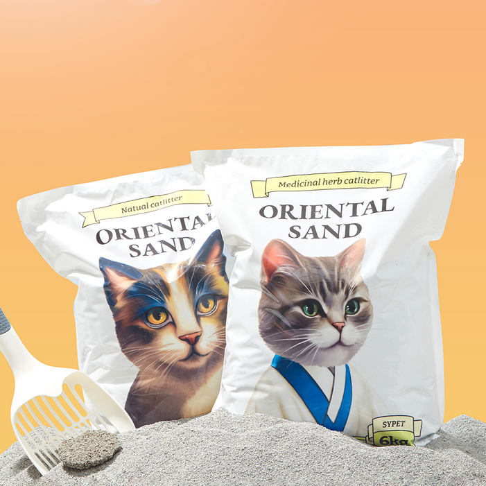 프리미엄원료 고양이 모래 벤토나이트 무향 가는입자, 무향 허브과립, 2개, 6kg