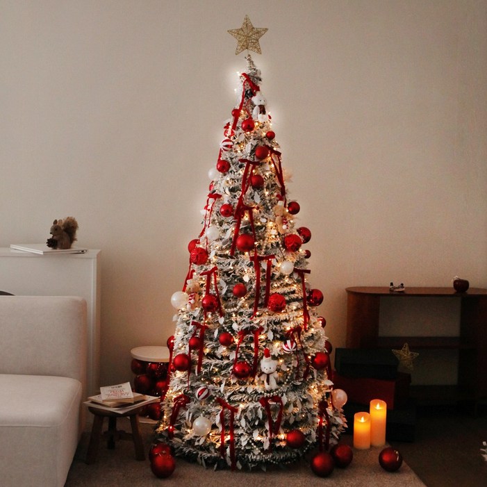 25년신상 프리미엄 일체형 접이식 원터치트리 캐슬트리 트리풀세트 보관백포함, 스노우클래식 풀세트