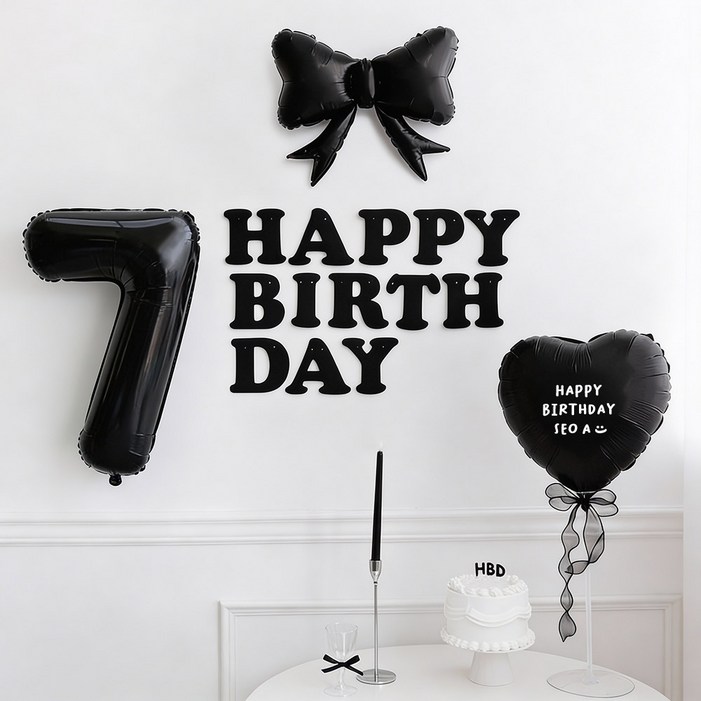 파티몬 생일 풍선 가랜드 리본 파티 용품 숫자 이니셜 세트 소품 이벤트