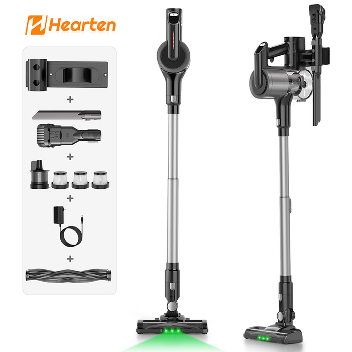 2025 최신형Hearten 무선 청소기 다용도 35000pa고급 HEPA LED디지털 디스플레이6in1자유 조절 저소음 최신 원룸차량용애완동물 휴대용 청소기, 승급BlackPro