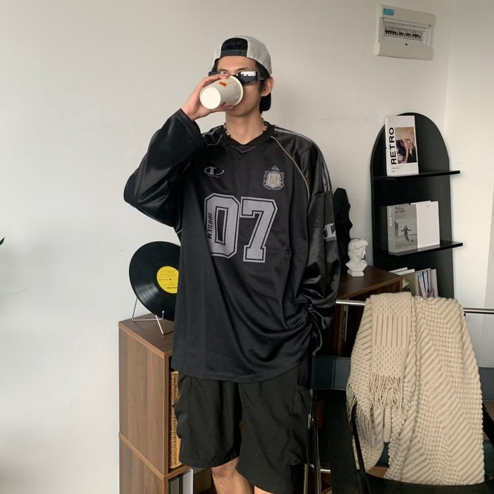 D블리 고퀄리티 매쉬 07 긴팔 저지 블록코어 오버핏 유니폼 럭비 사커 트랙 맨투맨 힙합 방송댄스 줌바