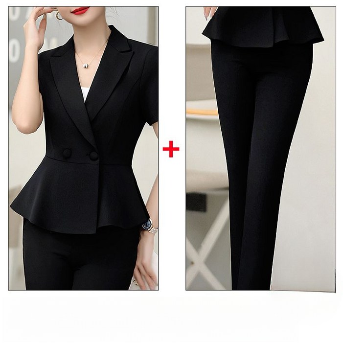 choyur 여름 오피스룩 여 얇은 반팔 정장 카고 기질 호텔 프론트 워크웨어 미용 매장 유니폼 출근부 SHM003