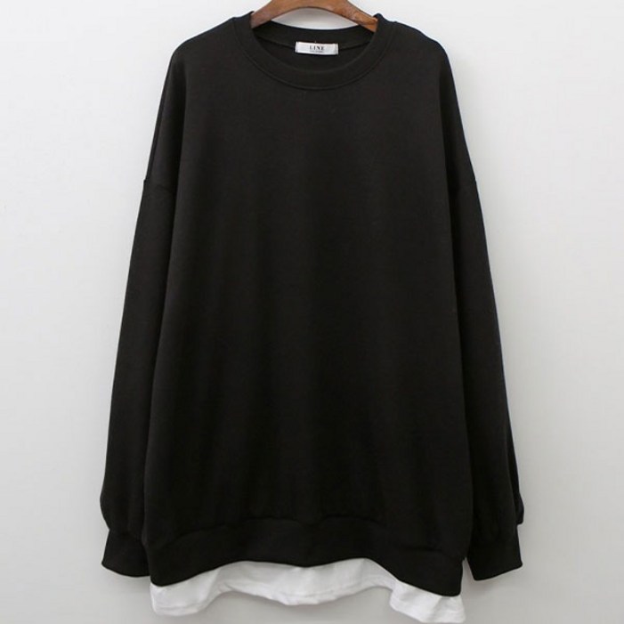 오버핏 맨투맨 레이어드 박스 티셔츠