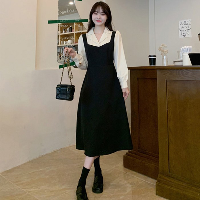D1131 베그토 빅사이즈여성의류 롱 레이어드 원피스 44100