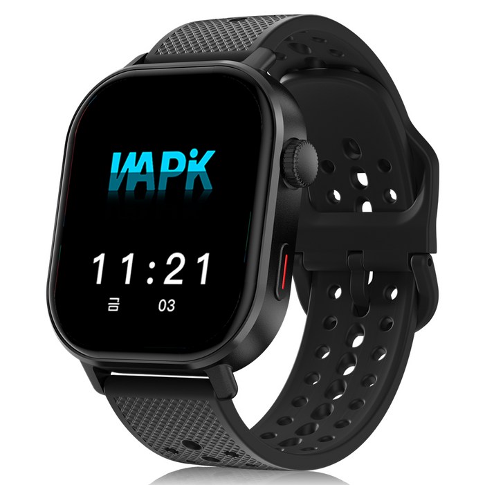 WAPIK 블루투스 아웃도어 운동 스마트워치 ST60 2.13인치 AMOLED 대화면 한글판, GPS  블루투스, 5.4cm, 블랙