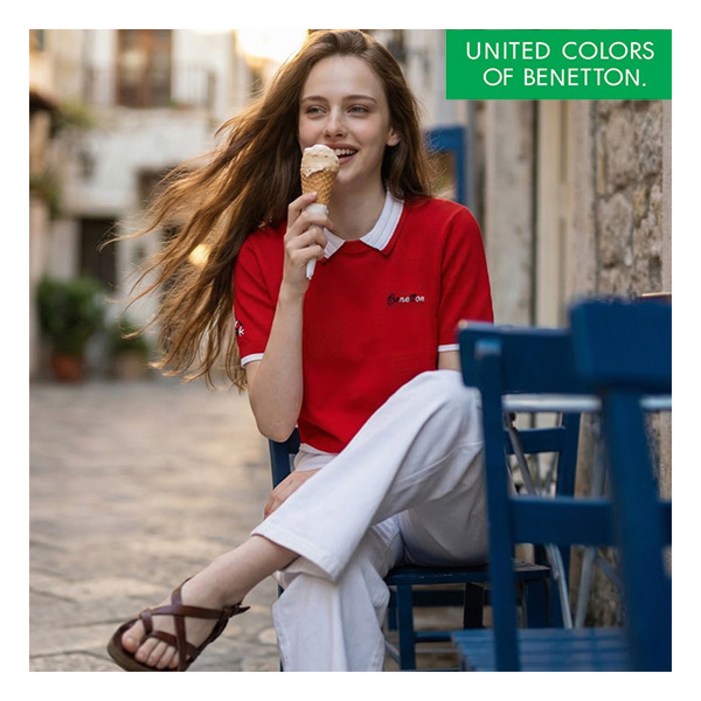 베네통  26SS 여성 아이코닉 반팔 카라 니트 3종