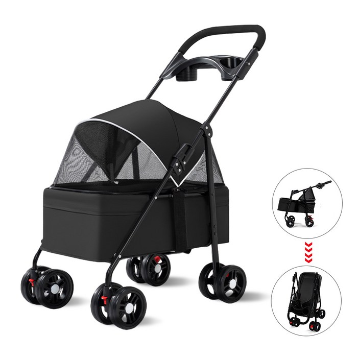 ZHEYE 강아지 고양이 경량 저상형 접이식 유모차  반려동물  개모차