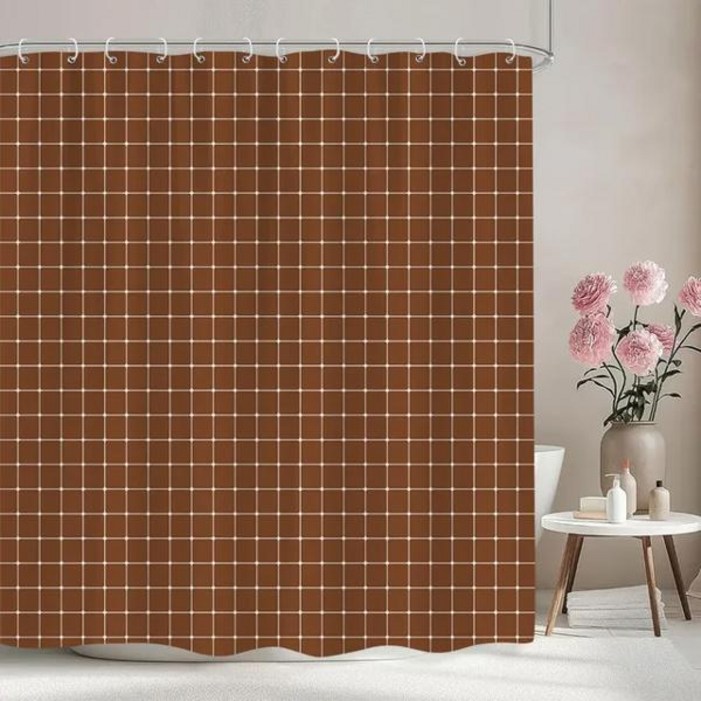 짧은샤워커튼 단색 쉐브론 샤워 커튼 블랙 화이트 라인 기하학적 모양 심플한 모던 스타일 폴리에스터 목욕 욕실 장식