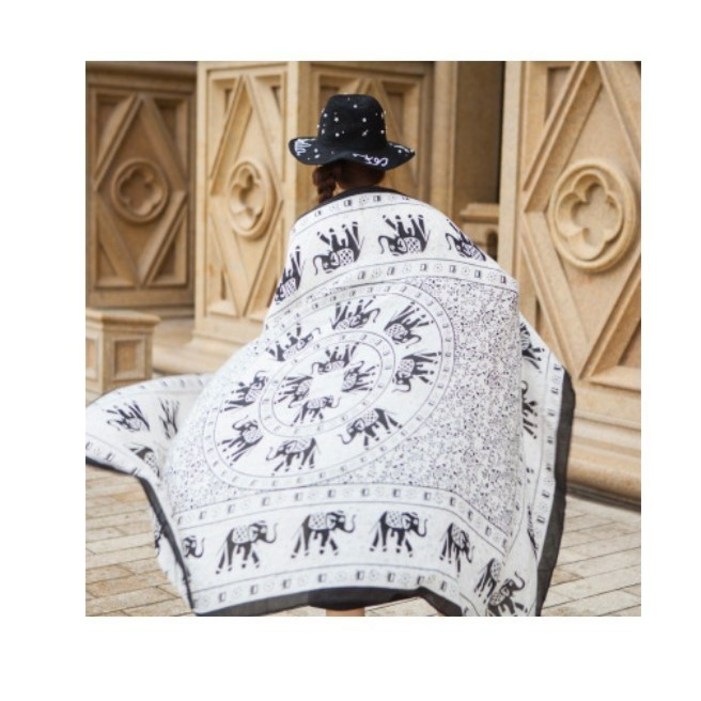 보헤미안 에스닉 면마 래쉬가드 비치 스카프 빅 숄 망토 담요  SH770