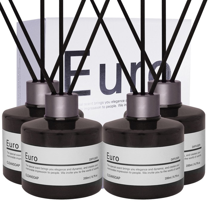 유로 진짜디퓨저 실내 화장실 인테리어 200mlx4개+섬유리드20개