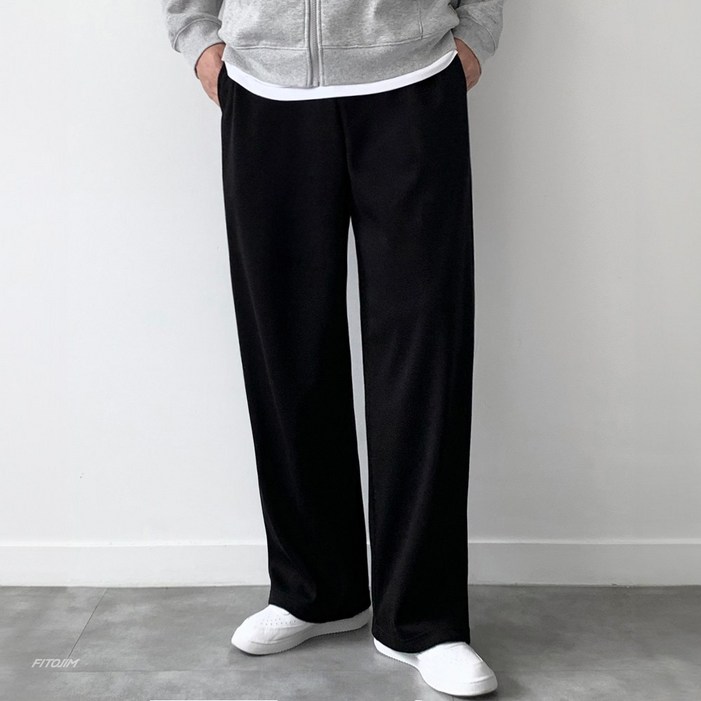 FITOJIM 남자 일반기모 스웨트 면 세미와이드 트레이닝 밴딩 팬츠 츄리닝 바지