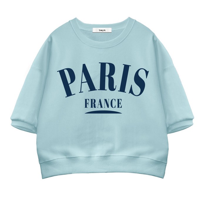 TSF 파리프랑스 세미오버핏 크롭 반팔 맨투맨