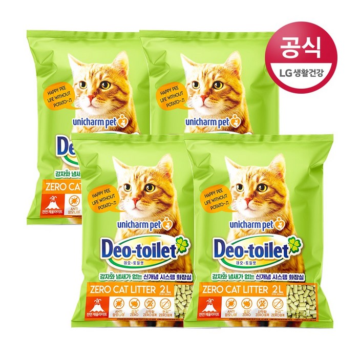 유니참 1주년 특가 데오토일렛 사막화방지 소취 항균 모래 2L X 4팩