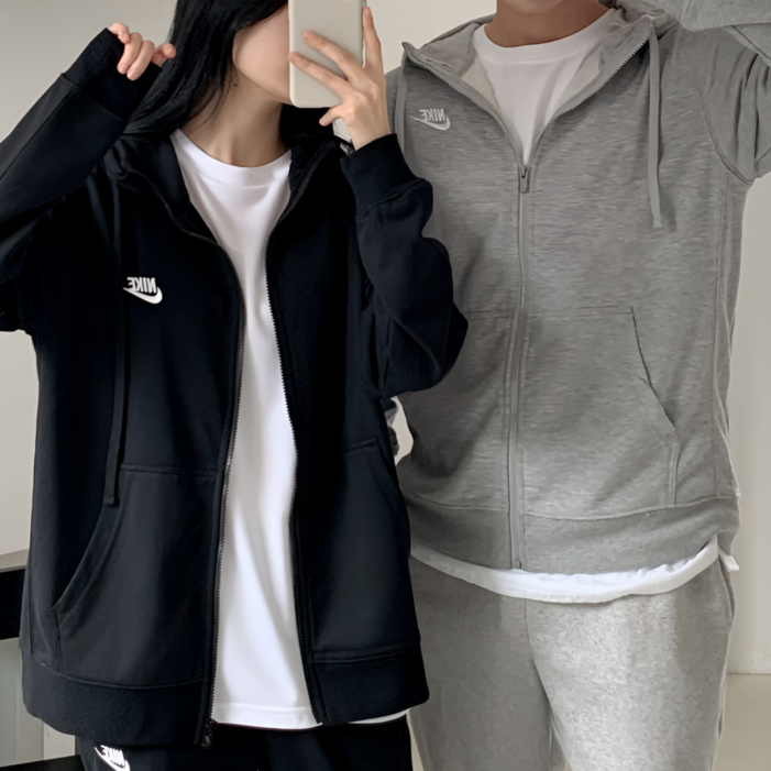 오늘출발 나이키 후드 집업 후리스 후디 남녀공용 블랙 그레이  wayweather 양말